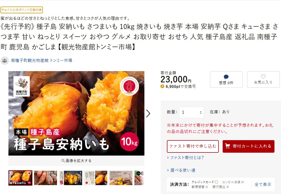 南種子市町返礼品