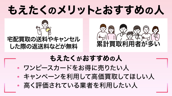 ワンピースカード買取におけるもえたくのメリットとおすすめの人の画像