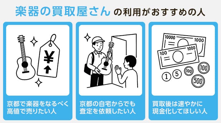 京都の楽器買取で楽器の買取屋さんの利用がおすすめの人