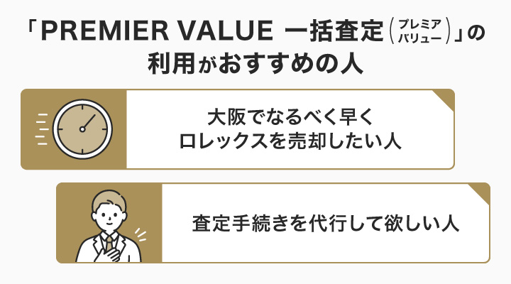 大阪のロレックス買取におけるPREMIER VALUE 一括査定(プレミアバリュー)の利用がおすすめの人の画像