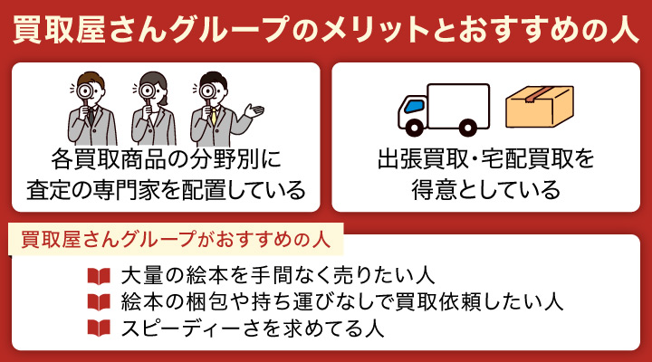 絵本買取における買取屋さんグループのメリットとおすすめの人の画像