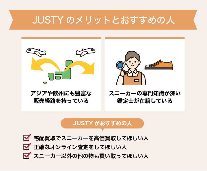スニーカー買取におけるJUSTYのメリットとおすすめの人の画像